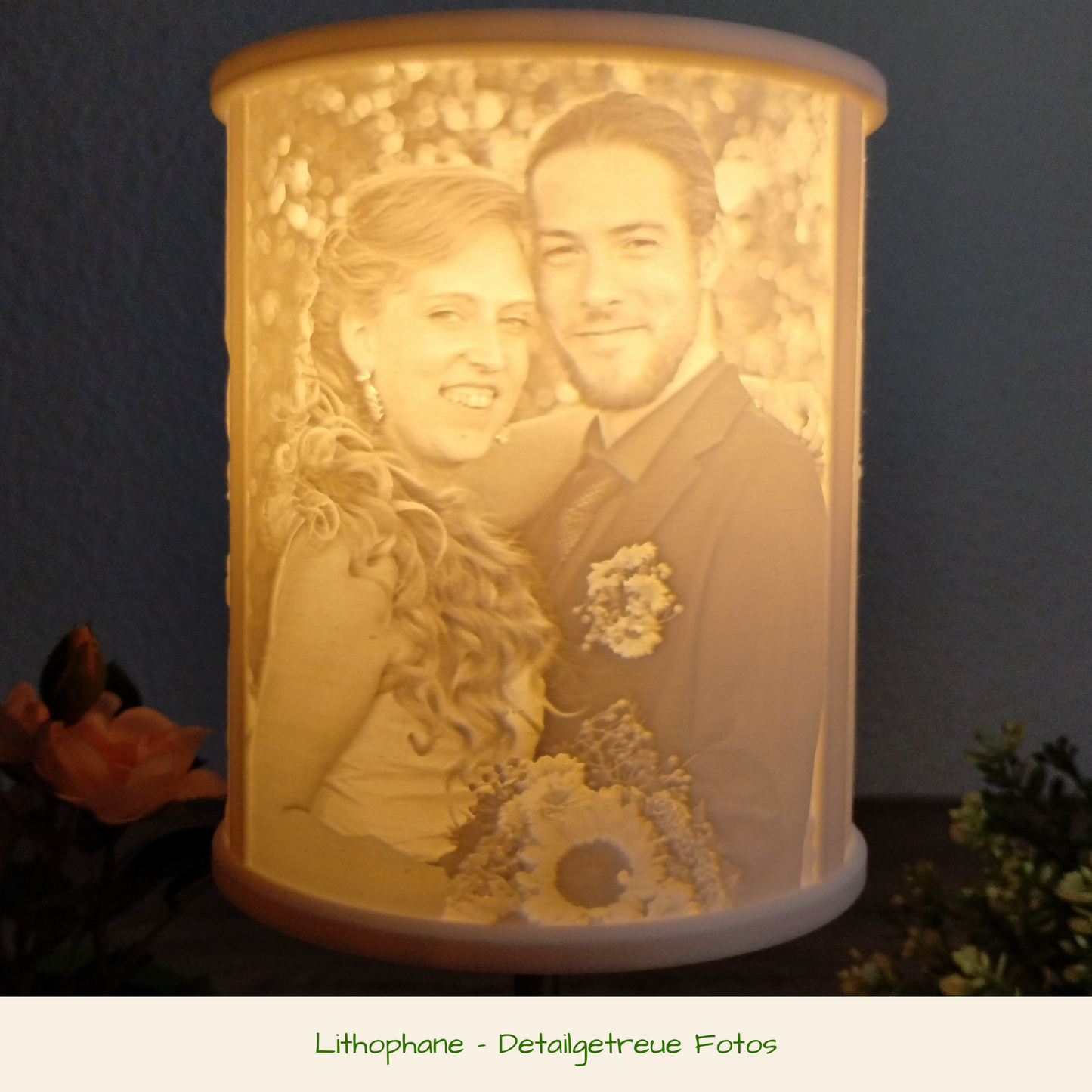 Lithophane Fotolampe auf einem Leuchtenschirm