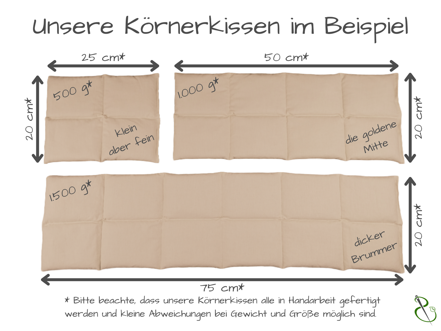 Körnerkissen in beige mit kleinen rosa Rosen