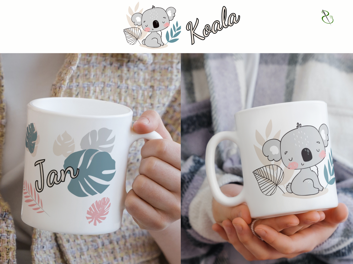 personalisierte Keramiktasse mit Koala als Motiv aus unserer Dschungeltierkollektion