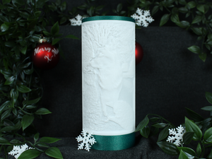 personalisierte Fotolampe mit glitzergrünem Deckel und Sockel