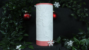 personalisierte Fotolampe mit pastellrosanem Deckel und Sockel