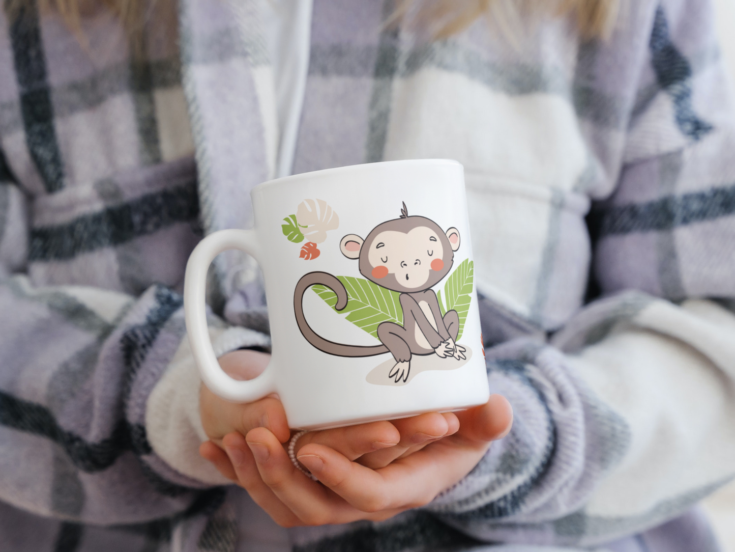 personalisierte Keramiktasse mit Affe als Motiv aus unserer Dschungeltierkollektion