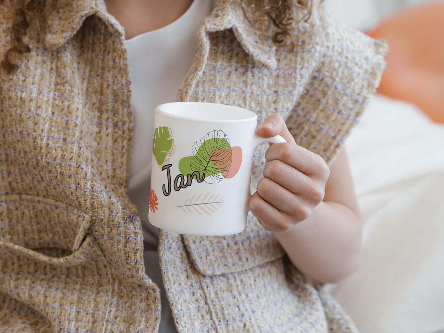 personalisierte Keramiktasse mit Affe als Motiv aus unserer Dschungeltierkollektion