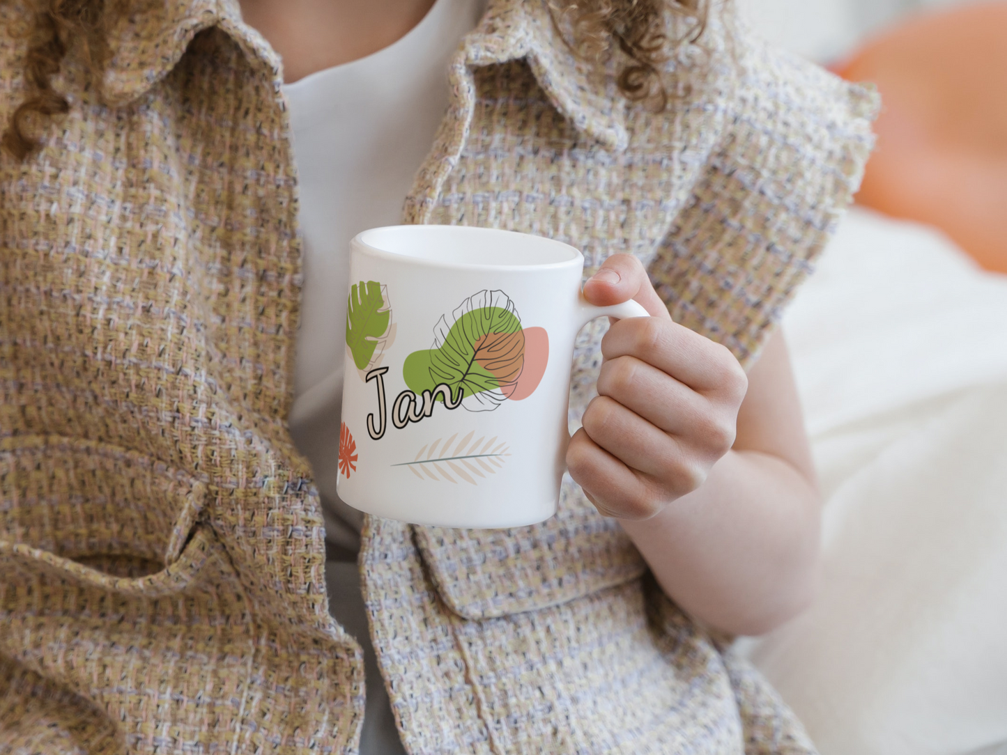 personalisierte Keramiktasse mit Affe als Motiv aus unserer Dschungeltierkollektion