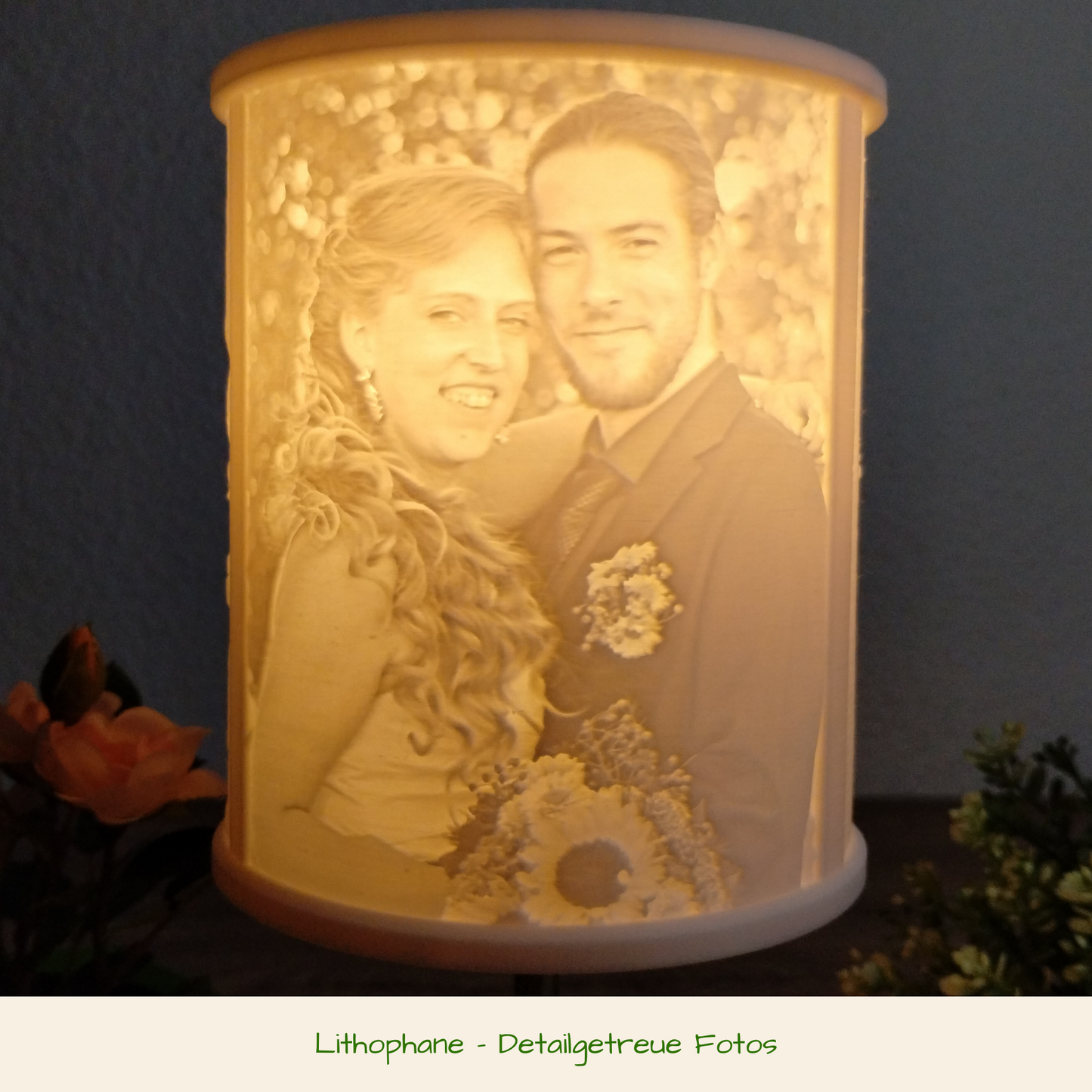 Deine persönlichen Fotos auf einer Lithophane (Fotoleuchte) - 3D gedruckt und optional mit Leuchte - Schönes Erinnerungsstück