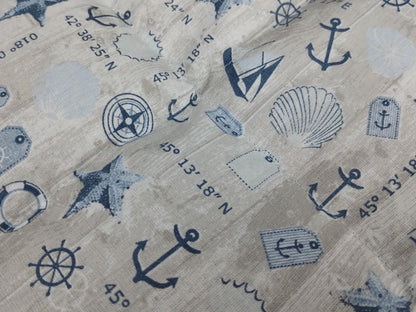 Körnerkissen mit einem maritimen Muster im Vintagelook