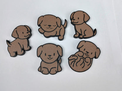 Kühlschrankmagnet in dunkelbraun von unserem Labrador Welpenmotiv.